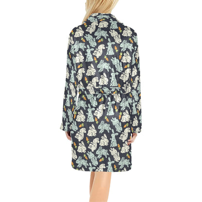 Bunny Pattern Print Design 04 Women's Fleece Robe