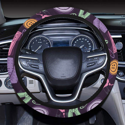 Sewing Equipment Print Design LKS306 Steering Wheel Cover with Elastic Edge