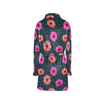 Anemone Pattern Print Design AM08 Women's Fleece Robe