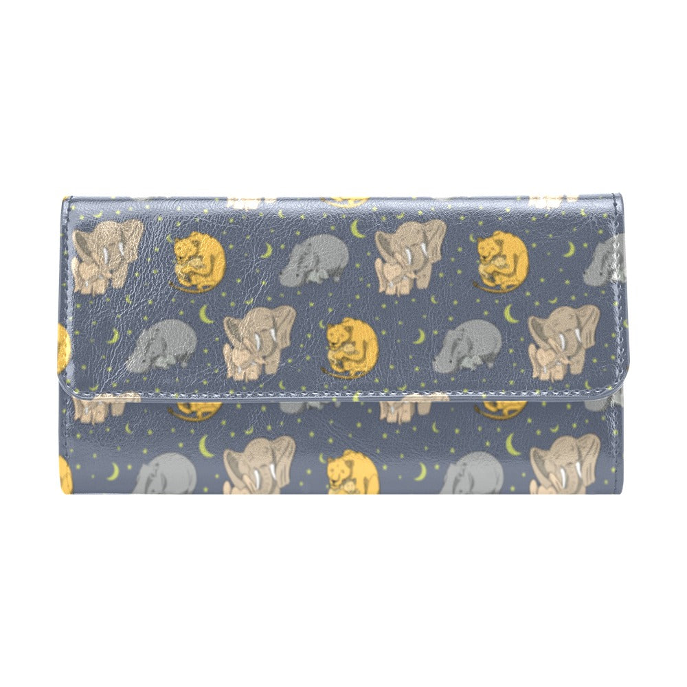 Safari Elephant Lion Print Design LKS303 Women's Trifold Wallet