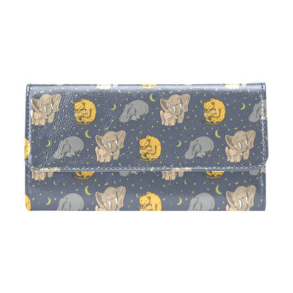 Safari Elephant Lion Print Design LKS303 Women's Trifold Wallet