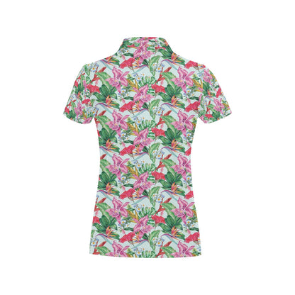Tropical Flower Print Design LKS304 Women's Polo Shirt