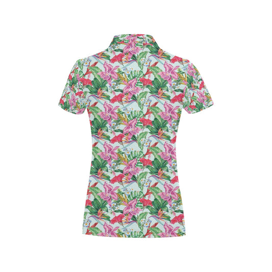 Tropical Flower Print Design LKS304 Women's Polo Shirt