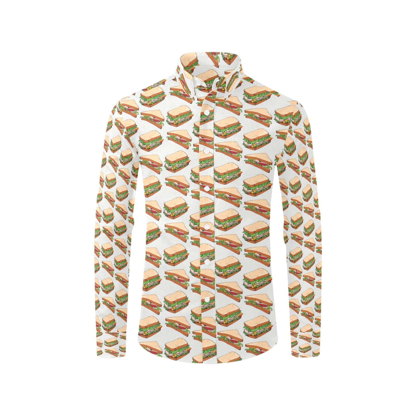 Sandwich Print Design LKS302 Men's Long Sleeve Dress Shirt