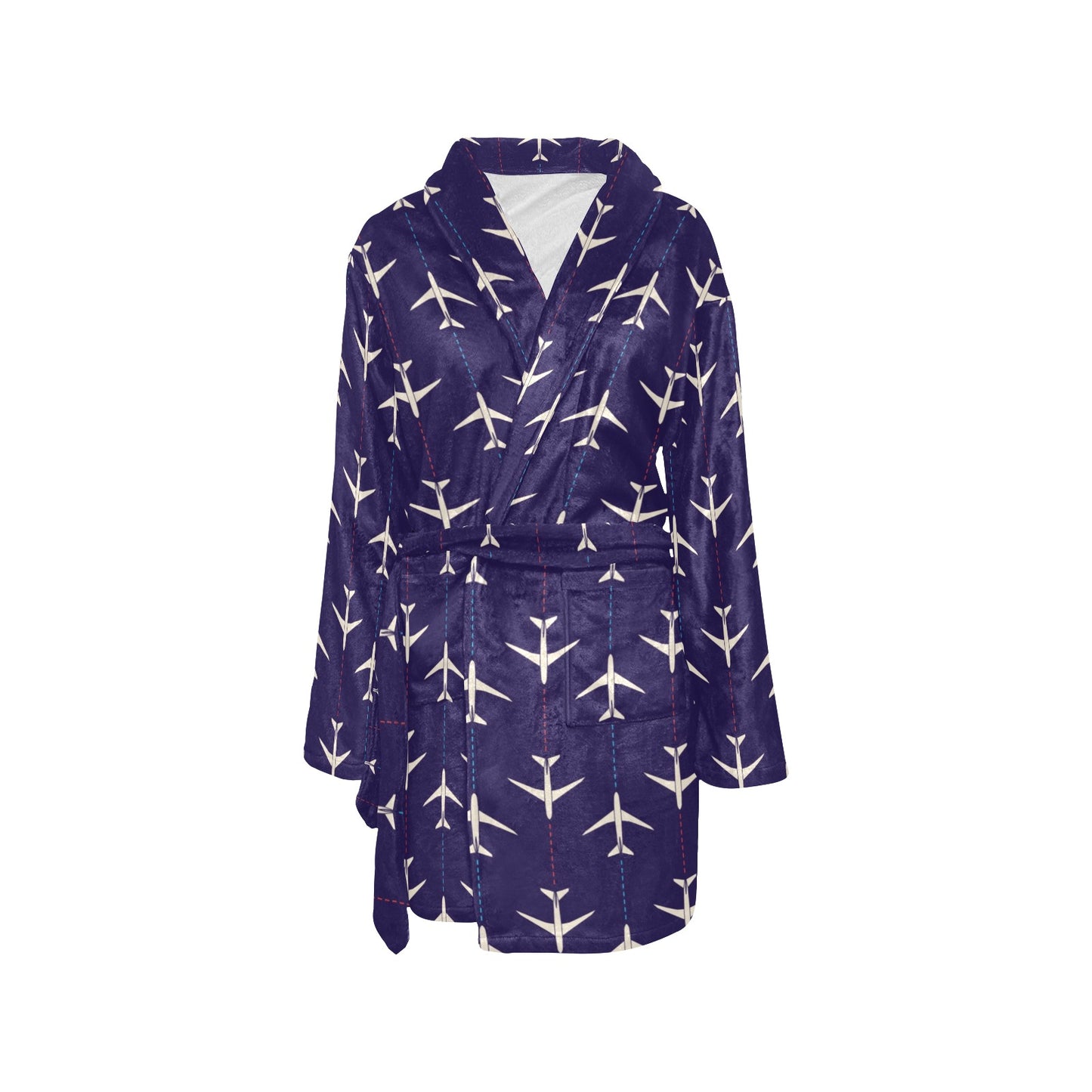 Airplane Pattern Print Design 03 Women's Fleece Robe