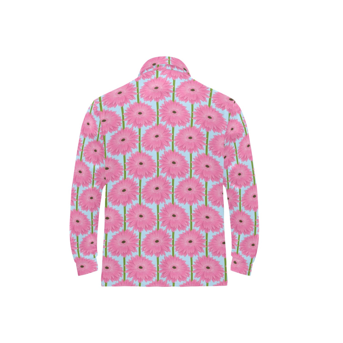 Gerberas Pattern Print Design GB01 Long Sleeve Polo Shirt For Men's
