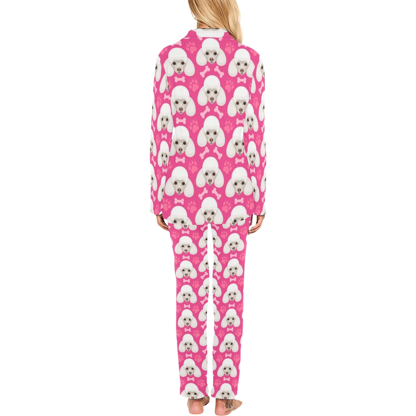Poodle Pattern Print Design A04 Women's Long Pajama Set