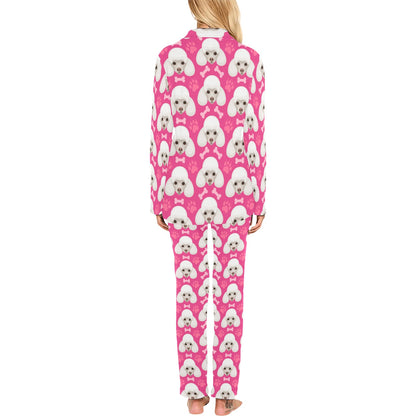 Poodle Pattern Print Design A04 Women's Long Pajama Set