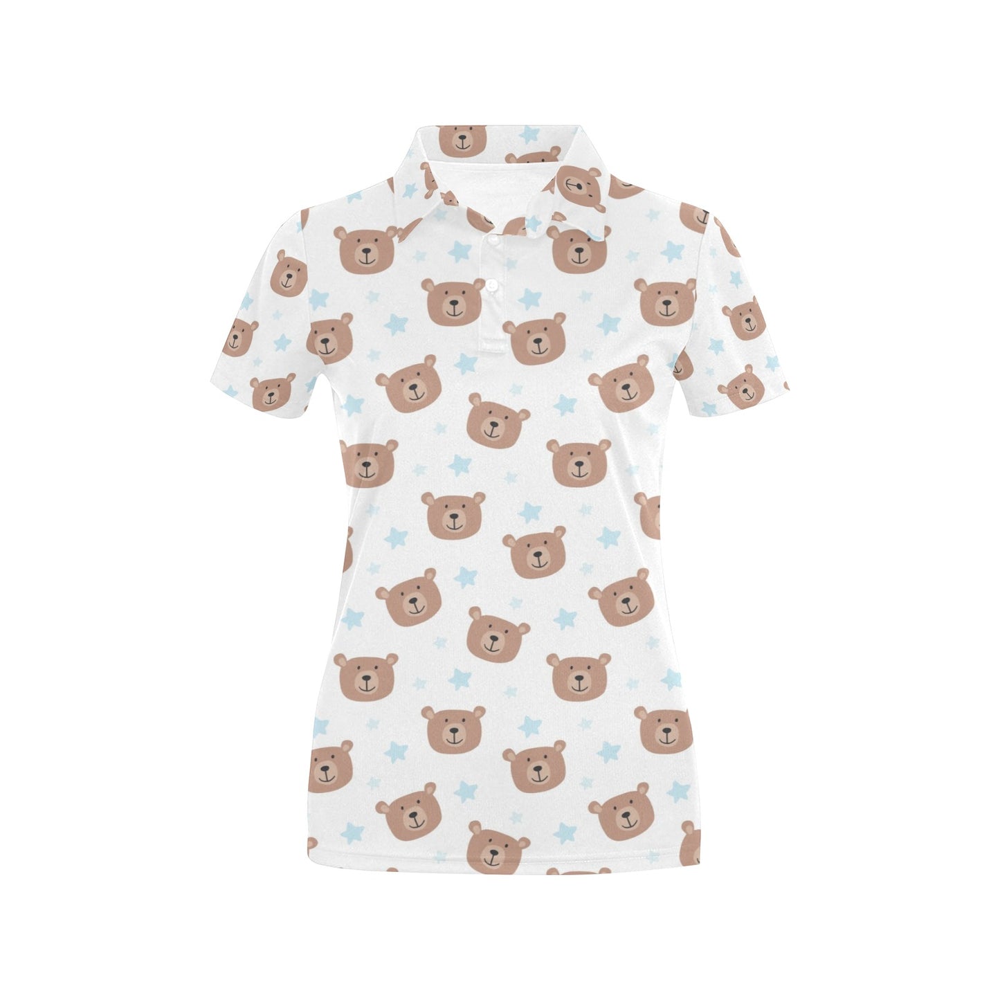 Bear Pattern Print Design BE02 Women's Polo Shirt