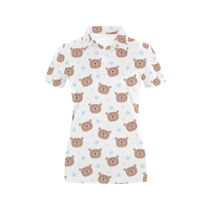 Bear Pattern Print Design BE02 Women's Polo Shirt