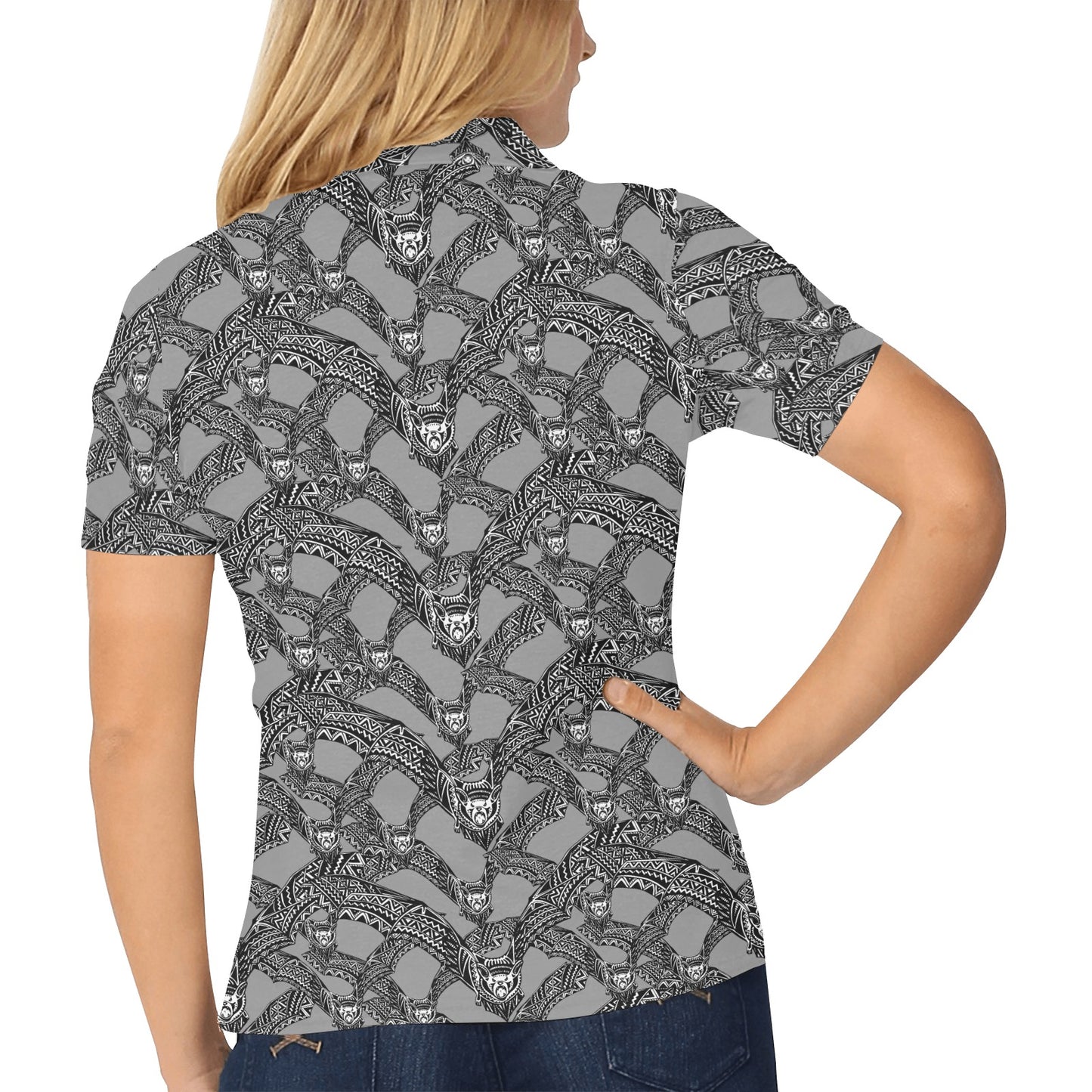 Bat Pattern Print Design 04 Women's Polo Shirt