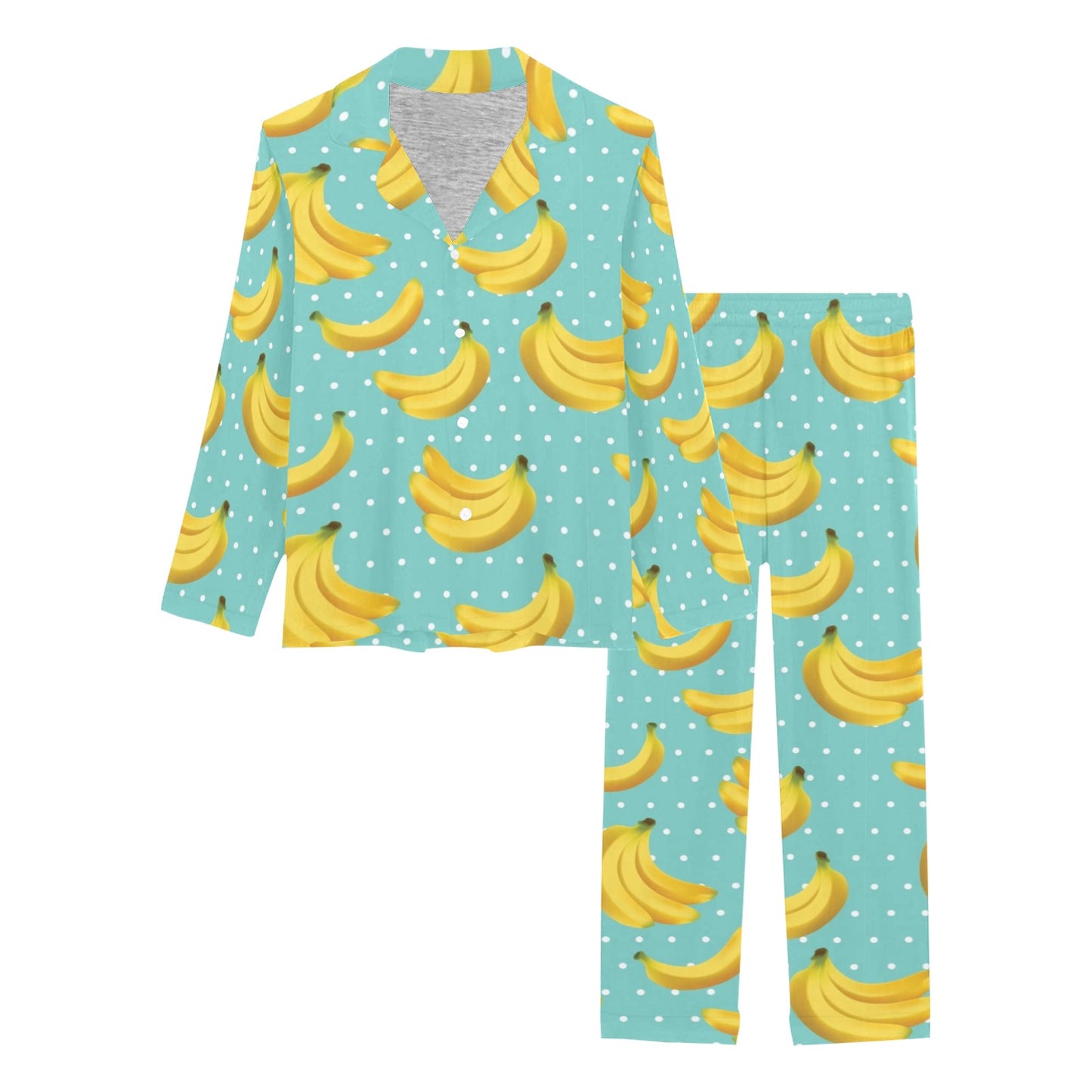 Banana Pattern Print Design BA02 Women's Long Pajama Set
