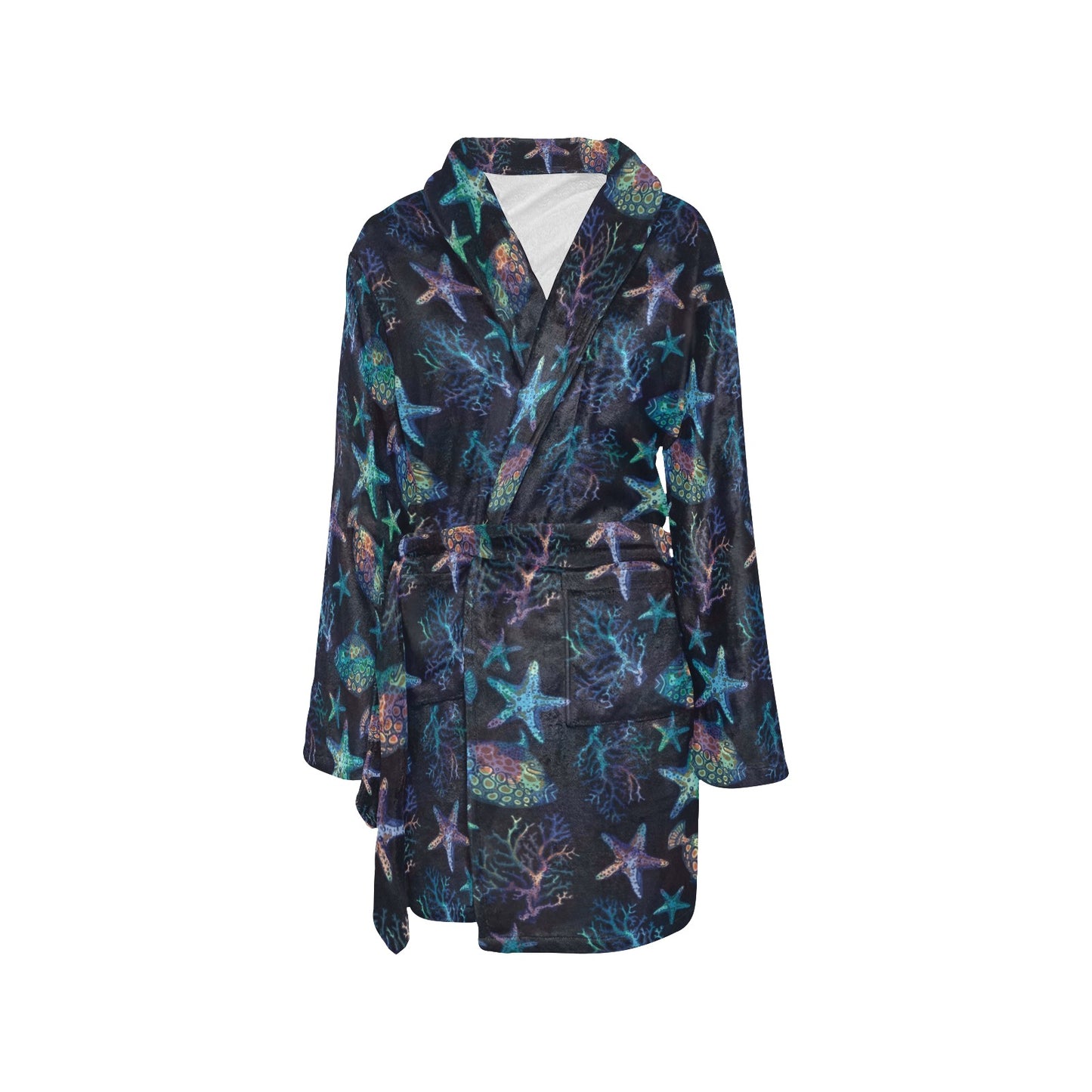 Starfish Pattern Print Design 01 Women's Fleece Robe