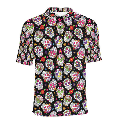 Sugar Skull Print Design LKS302 Men Polo Shirt