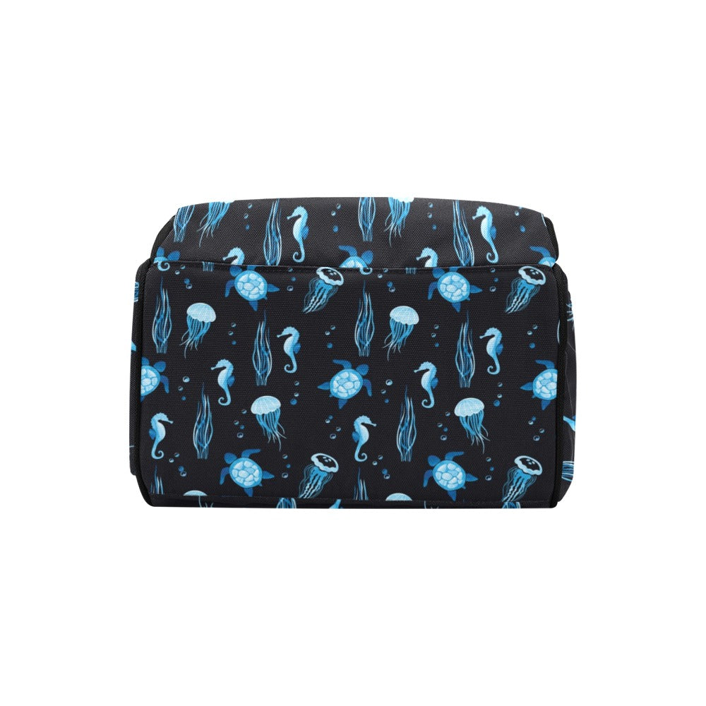 Sea Turtle Jelly Fish Sea Horse Print Design LKS3014 Diaper Bag Backpack