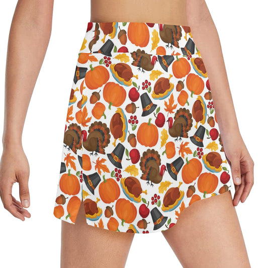 Thanksgiving Print Design LKS304 17" Golf & Pickleball Skort with Pockets