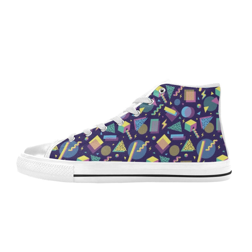 Geometric Print Design LKS401 Men's High Top Canvas Shoes