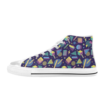 Geometric Print Design LKS401 Men's High Top Canvas Shoes