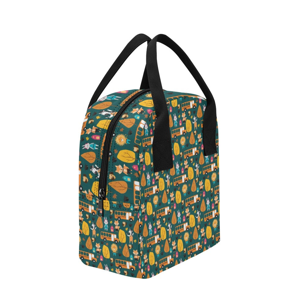 School Bus Print Design LKS309 Insulated Lunch Bag