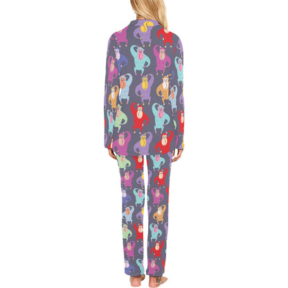 Chimpanzee Pattern Print Design 03 Women's Long Pajama Set