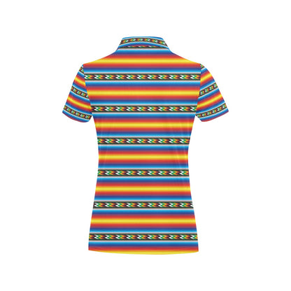 Mexican Blanket ZigZag Print Pattern Women's Polo Shirt