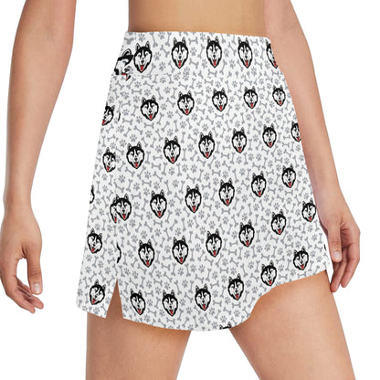 Siberian Huskies Print Design LKS305 17" Golf & Pickleball Skort with Pockets