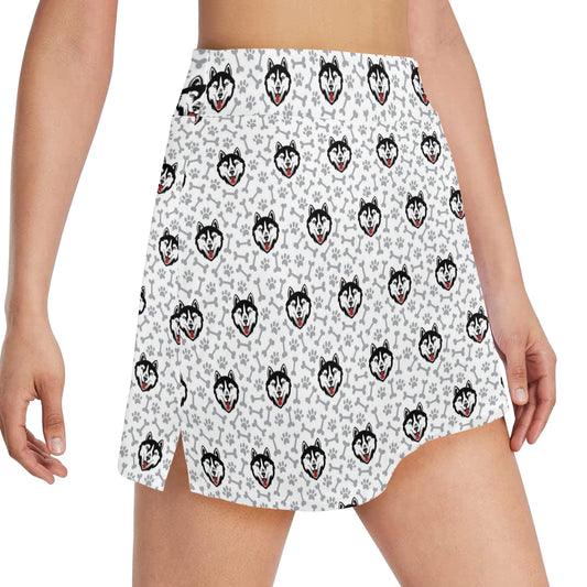Siberian Huskies Print Design LKS305 17" Golf & Pickleball Skort with Pockets