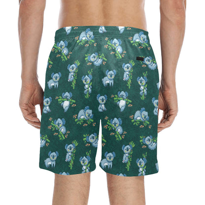 Koala Blue Design Print Men's Swim Trunks Beach Shorts