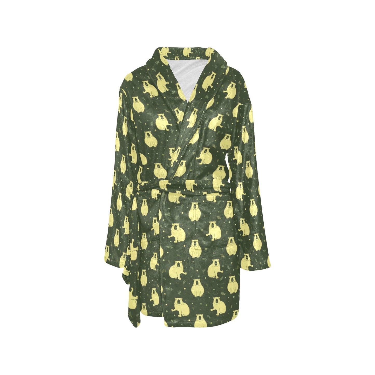 Capybara Pattern Print Design 03 Women's Fleece Robe