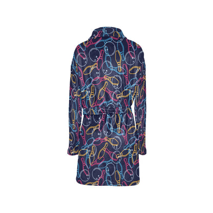 Bowling Pattern Print Design 07 Women's Fleece Robe