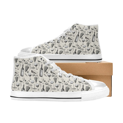 Wine Themed Print Design LKS306 Men's High Top Canvas Shoes