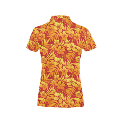 Hibiscus Summer Print Design LKS302 Women's Polo Shirt