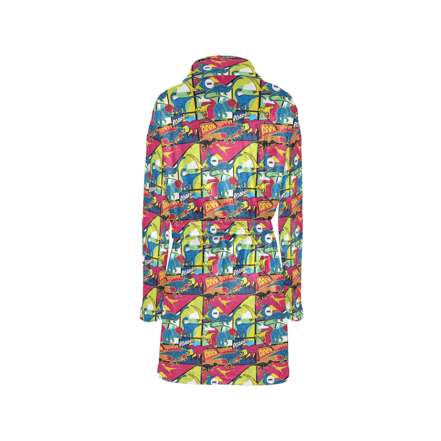 Dinosaur Comic Pop Art Style Women's Fleece Robe