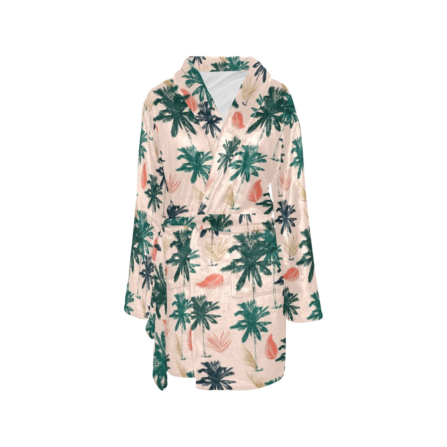 Palm Tree Pattern Print Design PT014 Women's Fleece Robe