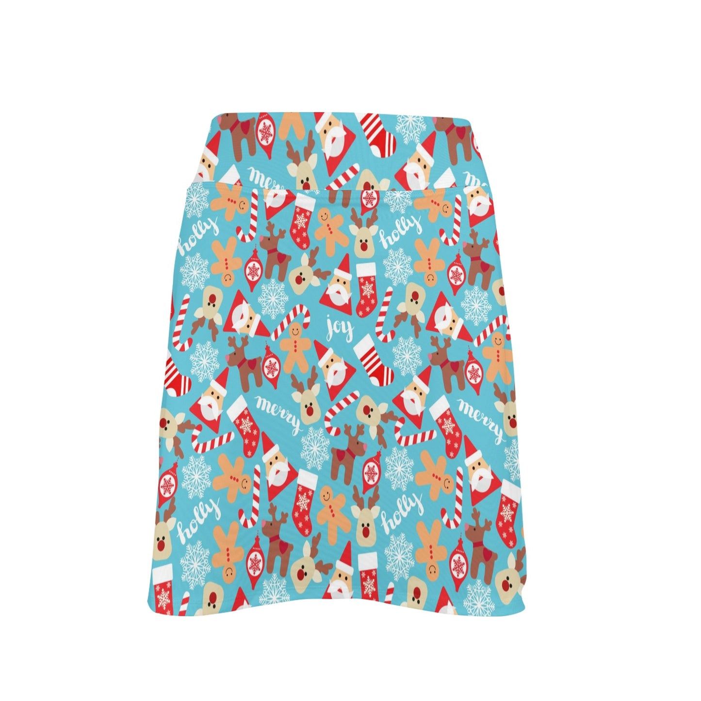 Santa Christmas Themed Print Design LKS306 Women's Golf Skirt with Pocket