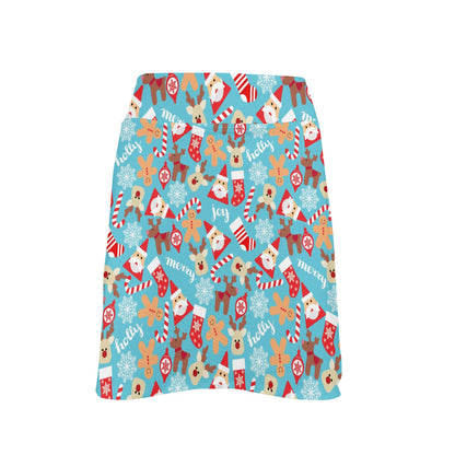 Santa Christmas Themed Print Design LKS306 17" Golf & Pickleball Skort with Pockets