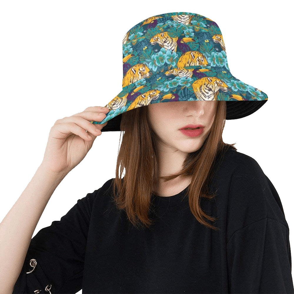 Tiger Tropical Print Design LKS301 Unisex Bucket Hat