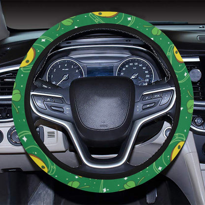 Shamrock With Horse Shoes Print Design LKS305 Steering Wheel Cover with Elastic Edge