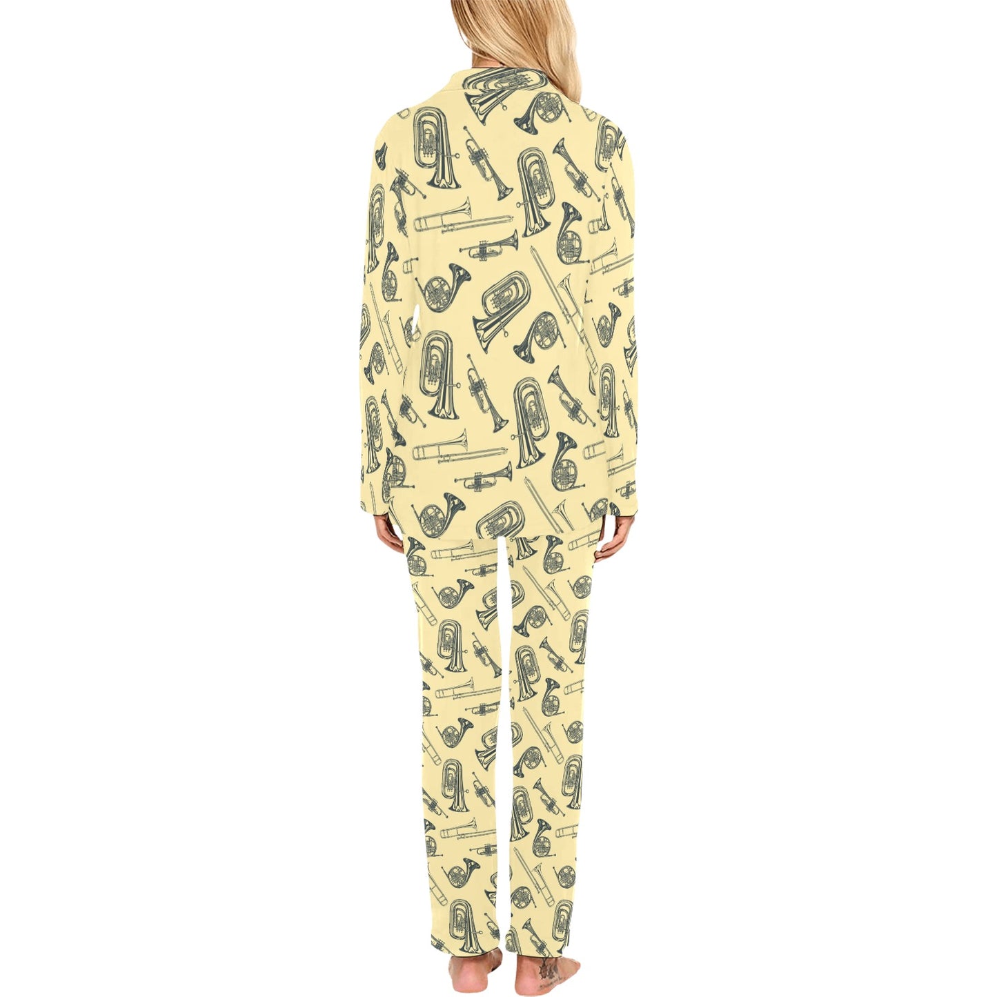 Tuba Pattern Print Design 01 Women's Long Pajama Set