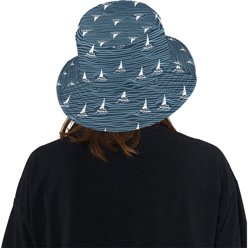 Sailboat Print Design LKS303 Unisex Bucket Hat