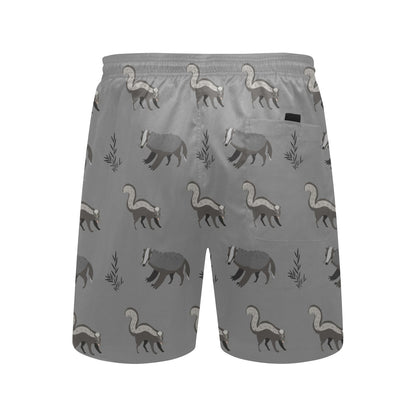Skunk Print Design LKS301 Men's Swim Trunks Beach Shorts