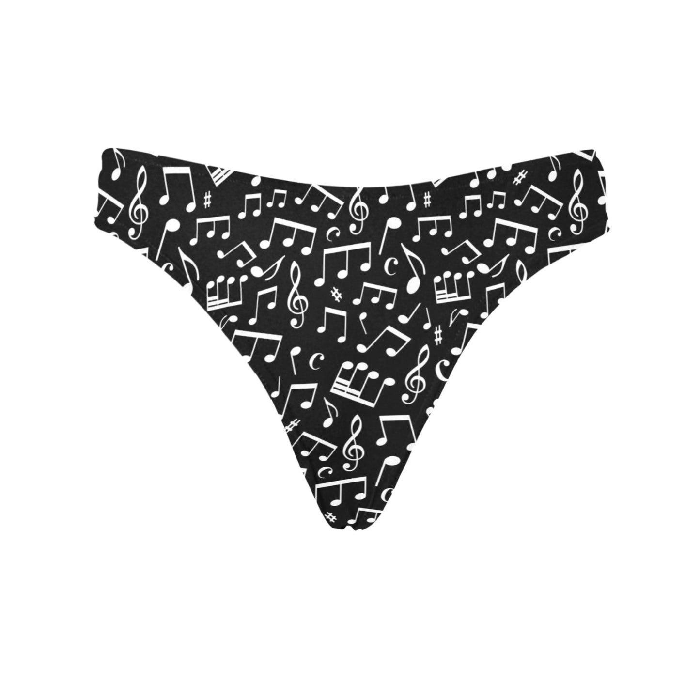 Music Note Black white Themed Print Women's Thongs