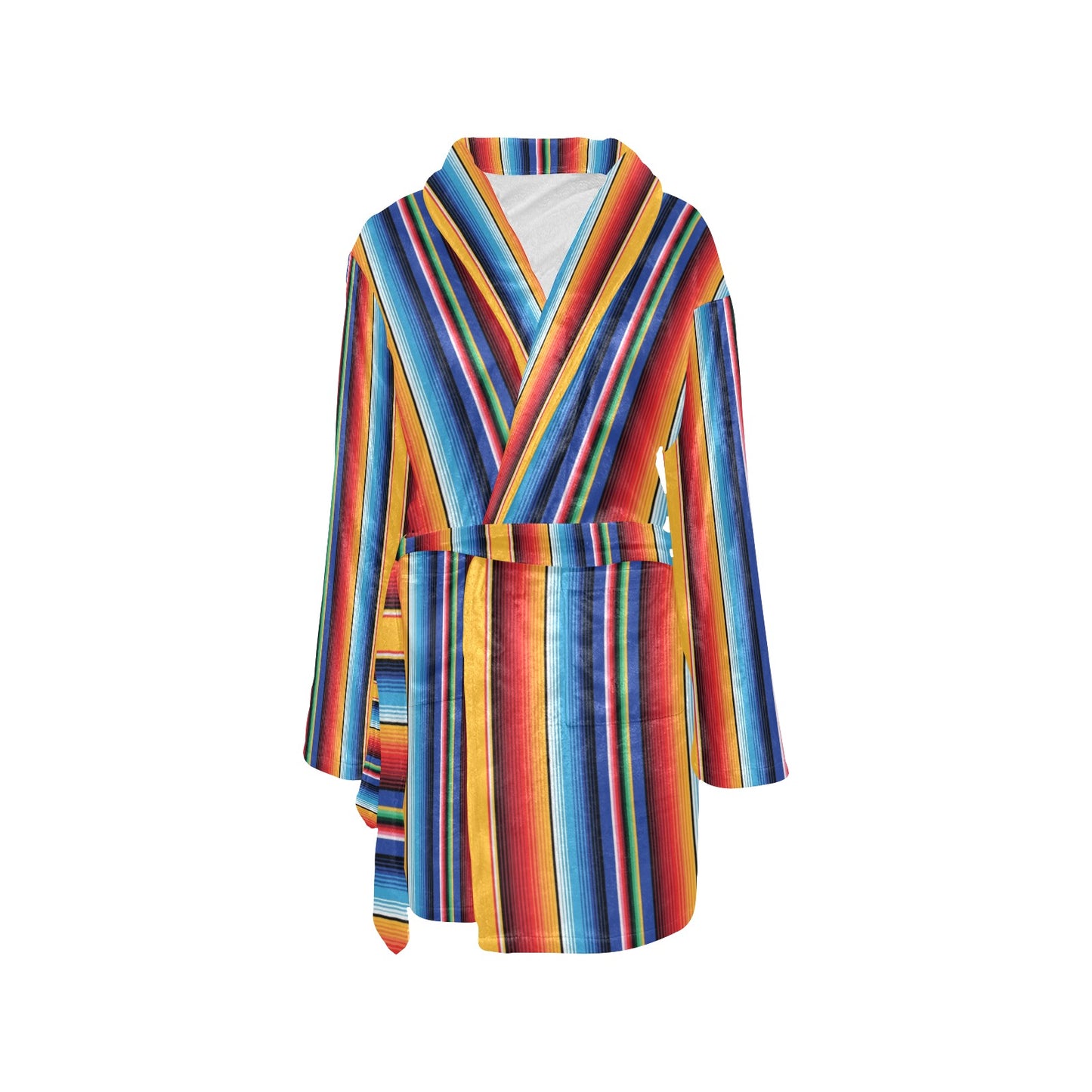Mexican Blanket Stripe Print Pattern Women's Fleece Robe