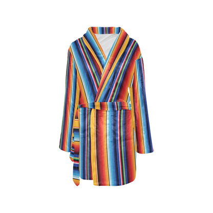 Mexican Blanket Stripe Print Pattern Women's Fleece Robe