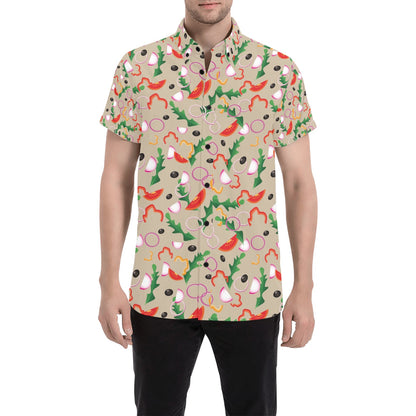 Salad Print Design LKS303 Men Short Sleeve Button Up Shirt