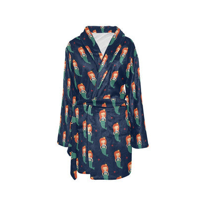 Mermaid Girl Pattern Print Design 01 Women's Fleece Robe