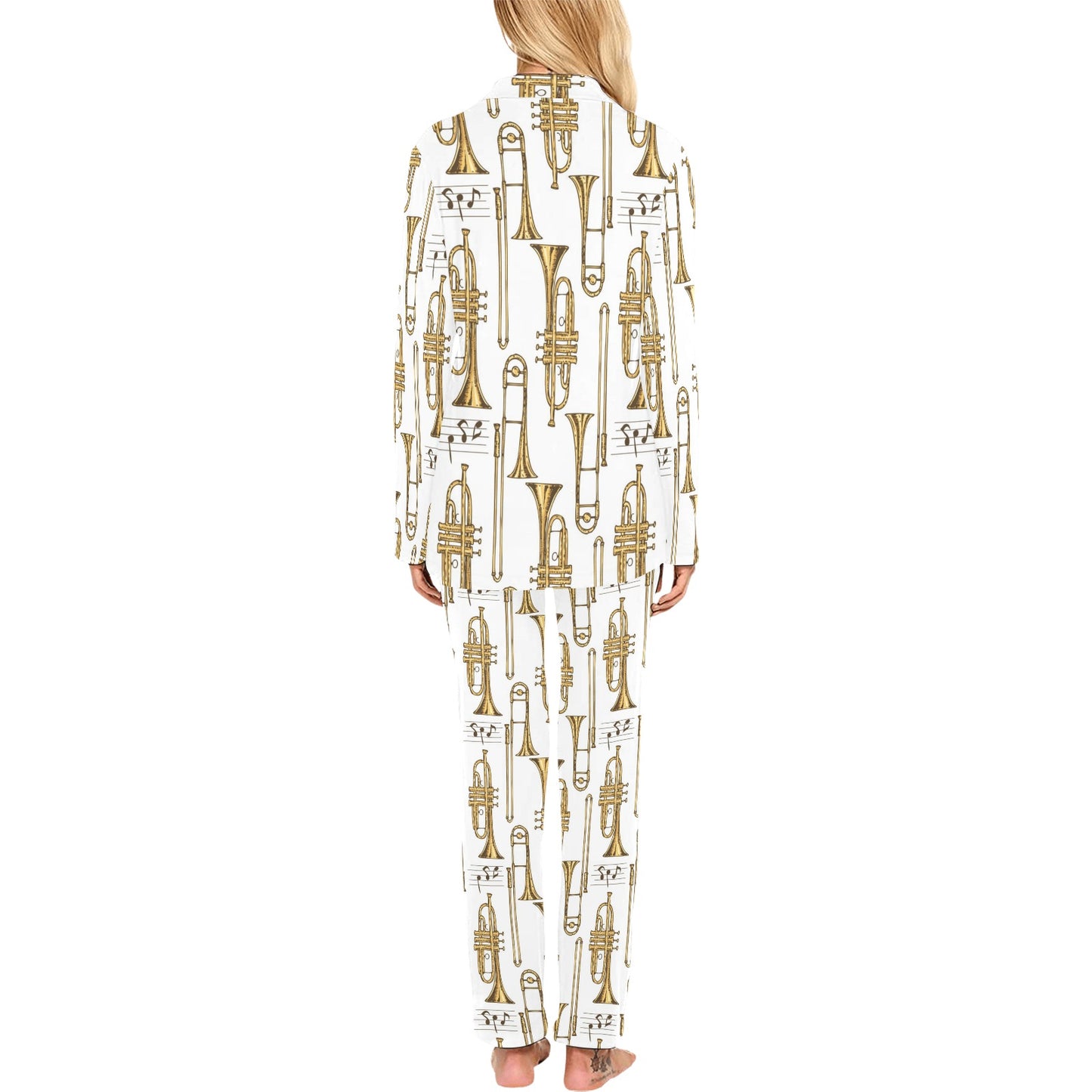 Trombone Pattern Print Design 04 Women's Long Pajama Set