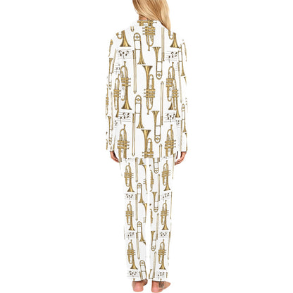 Trombone Pattern Print Design 04 Women's Long Pajama Set