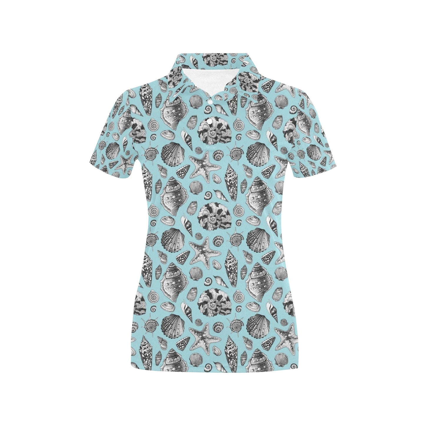 Seashell Beach Print Design LKS302 Women's Polo Shirt