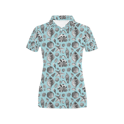 Seashell Beach Print Design LKS302 Women's Polo Shirt